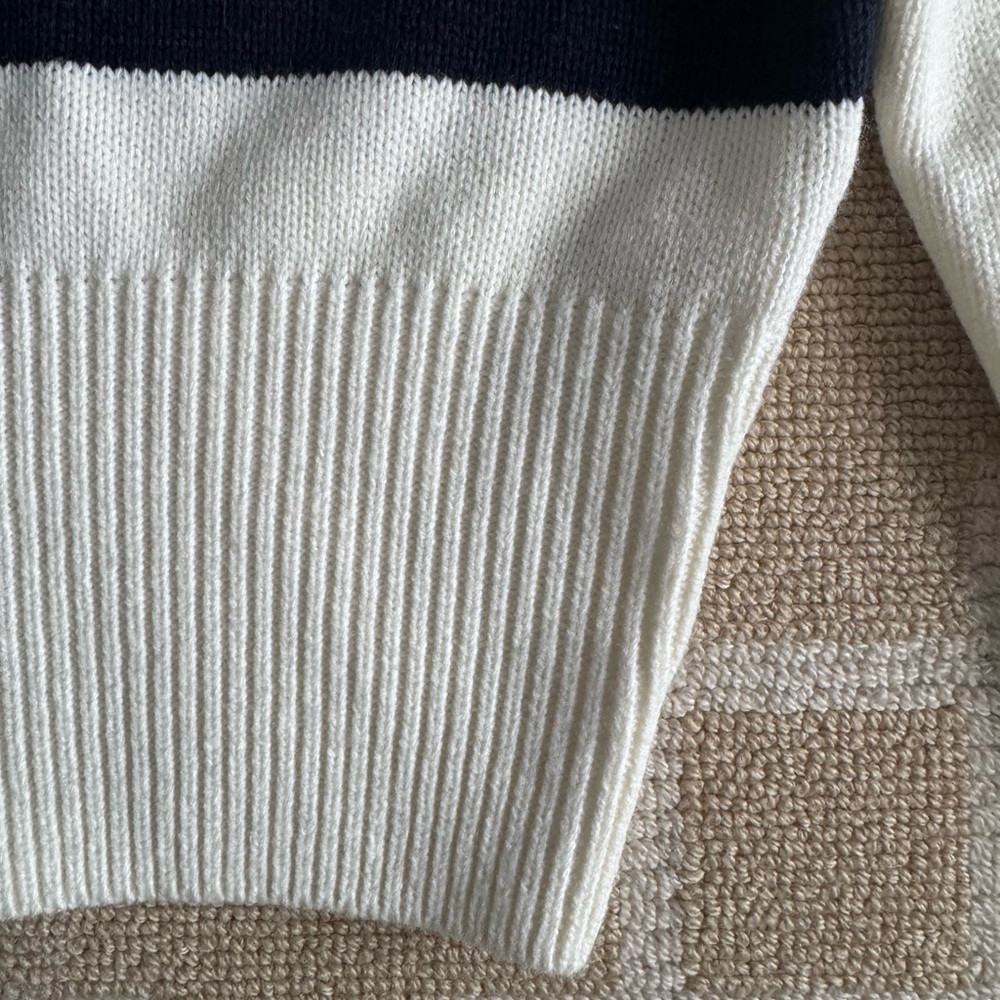 Garage Cropped Zip Hoodie Sweater Preppy Cream Navy Stripe Size XS - Picture 7 of 9